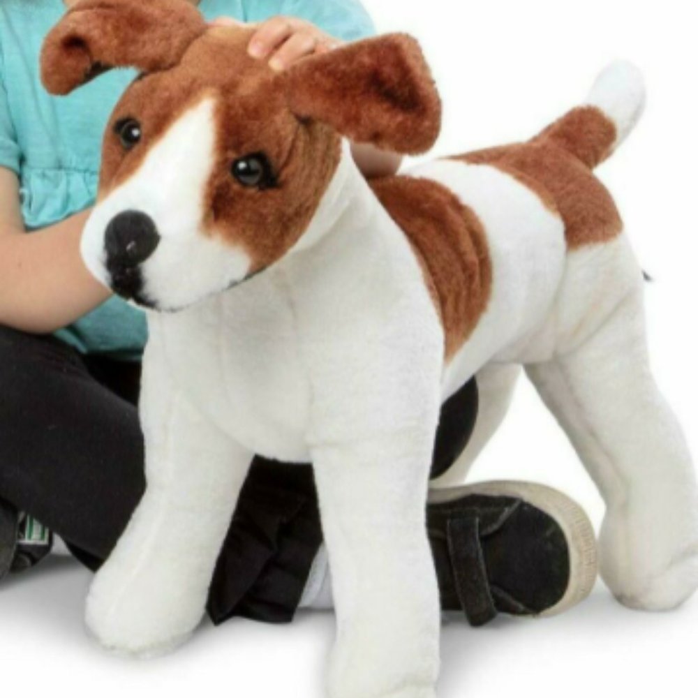 Melissa and Doug Jack Russell Terrier Dog Gigantic Stuffed Animal Toy Brown